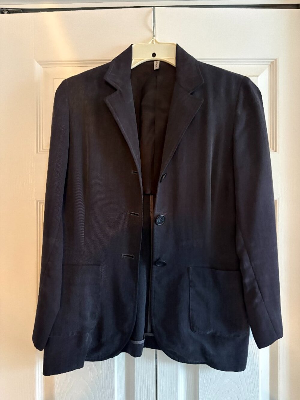 Jill Anderson 3/4 Sleeve Lightweight Tencel Slate Gray/Blue Blazer, Size Small